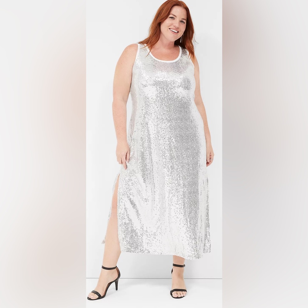 Lane Bryant Sequin Scoop-Neck Slip Dress
